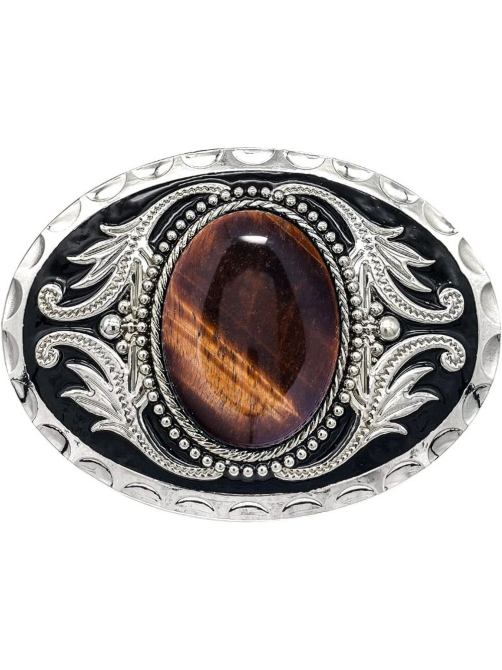 Unisex B-tiger Eye Vintage American Western Cowboy Turquoise Stone Belt Buckle
